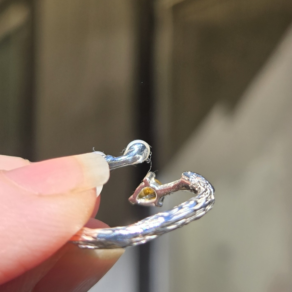 Chic Sterling Ring with Natural Pearl & Tourmaline Gemstine Accents Sz7 - Picture 7 of 8